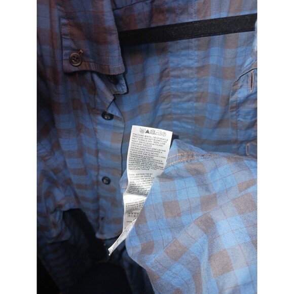 Zegna‎ Sport Mens Large Blue Grey Check Slim Fit Button Down Long Sleeve Cotton - Picture 3 of 8